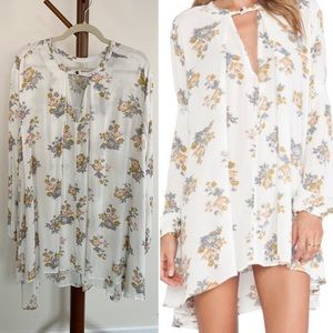 FREE PEOPLE Tree Swing Top in Gardenia Combo Cream Floral Size Medium Oversized